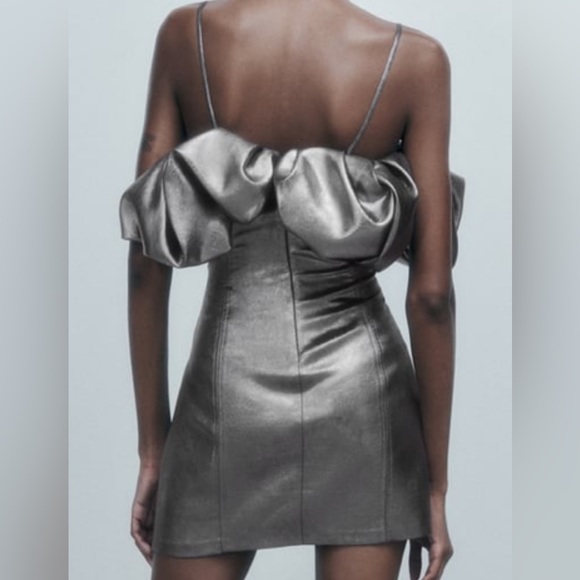 BLOGGERS FAV SILVER LIMITED DRESS ZARA - Picture 2 of 3